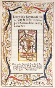 Frontispice til en bok om Marguerite de Navarres (1492-1549) inntog i Paris i 1531 av French School