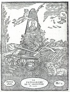 Frontispice til en landbruksalmanach med et portrett av Olivier de Serres (1539-1619) 1816 av French School