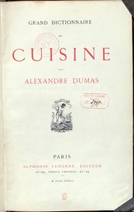 Frontispice til Grand Dictionnaire de Cuisine av Alexandre Dumas pere (1803-70) 1873 av French School