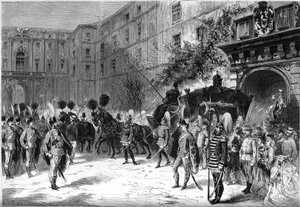 Begravelse til den østerrikske imponen Caroline Augusta (1792-1873): besmitte fra begravelsescortesjen i Wiens gater av French School