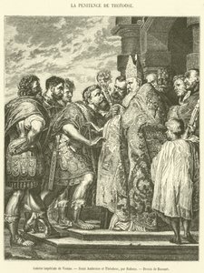 Imperial Gallery of Wien, Saint Ambrose and Theodosius (gravering) av French School