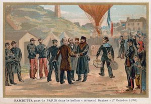 Gambetta forlater Paris i varmluftsballongen Armand-Barbes av French School