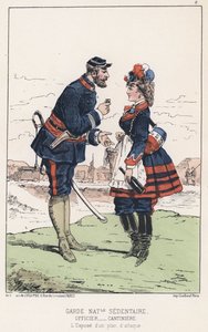 Guard National Sedentary (farget gravering) av French School