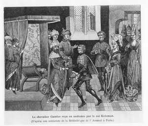 Gautier received by King Koloman of Hungary (engraving) av French School