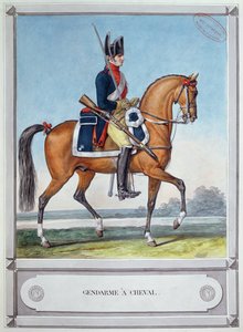 Gendarme satt på en hest, ca. 1812 av French School