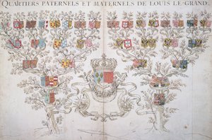 Genealogi av Louis XIV (1638-1715) som viser hans rett til Frankrikes krone, 1643 av French School
