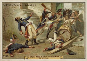 General Michel de Beaupuy såret ved Chateau-Gontier, Vendee-opprøret, den franske revolusjonen, 26. oktober 1793 av French School
