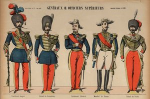 Generaler og senioroffiserer i den franske hæren (farget gravering) av French School