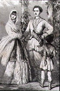 Georgiske kostymer på 1860-tallet (gravering) av French School