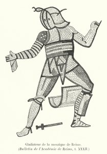 Gladiator fra Reims mosaikk (gravering) av French School