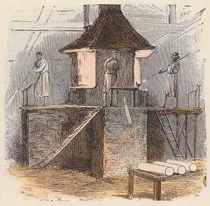 Glassfremstilling (farget gravering) av French School