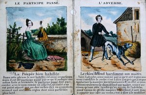 Grammatikkbok for barn. ca. 1850 (farge litho) av French School