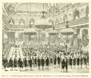 Stor bankett gitt i Salle des Marechaux, i anledning bryllupet til prins Napoleon av French School