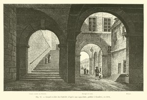 Stor trapp til Chatelet, etter en akvatint, utgitt i London, i 1809 av French School