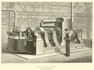 Grande Machine a Lumiere de M Thomas Edison (gravering) av French School