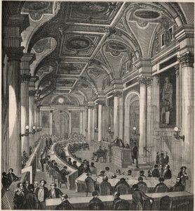 Stort møterom ved statsrådet i Paris - Gravering i "Tableau-de-Paris" av Edmond Texier 1852 av French School