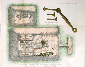 Grab eines gallischen Häuptlings, der auf seinem Streitwagen begraben wurde, gefunden in Chalons-sur-Marne am 10. März 1904 von Rene Lemoine von French School