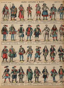 Flotte militærfigurer (farget gravering) av French School