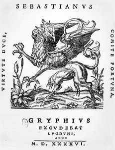 Griffin skriveremblem til Sebastianus Gryphius, Lyon, 1546 av French School