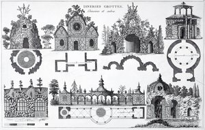 Grottedesign fra Anglo-Chinese Gardens av George Louis Le Rouge, utgitt 1775-78 av French School