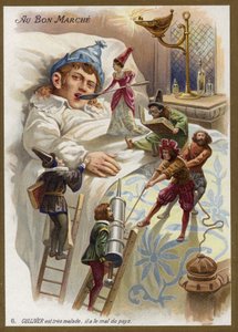 Gulliver er veldig syk. Han lider av hjemlengsel (chromolitho) av French School