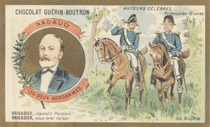 Gustave Nadaud (1820-1893), fransk goguettier, poet og låtskriver, forfatter av "Les deux gendarmes" eller "Pandora" satirisk verk forbudt av regimet av French School