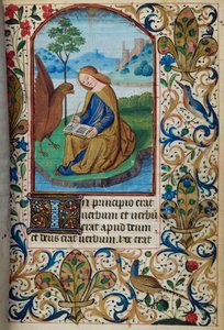 H/L-3-3 fol. 14r St John the Evangelist, fra Book of Hours, Use of Paris, midten av 1400-tallet av French School