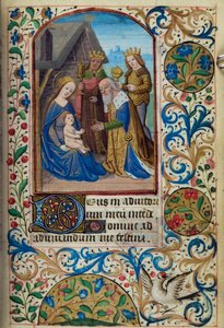 H/L-3-3 fol. 66r Adoration of the Magi, fra Book of Hours, Use of Paris, midten av 1400-tallet av French School