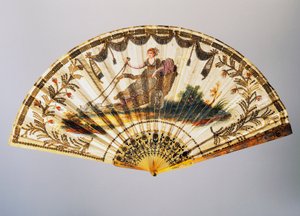 Håndvifte med Venus på vognen, malt silkeblad av French School