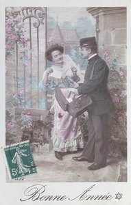 Godt nyttår postkort, tidlig på 1900-tallet av French School