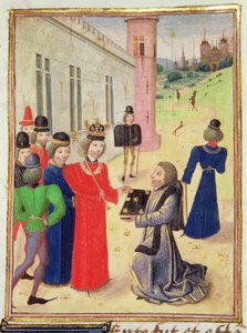 Harl 4380 f.233v Froissart presenterer boken sin til Richard II, fra Froissarts Chronicle, Vol IV (vellum) av French School