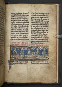 Harley 4979, f.78 Alexander mottok gift fra Jobas under en fest. , fra 'Roman d'Alexandre in prosa' c.1290-c.1300 (vellum) av French School