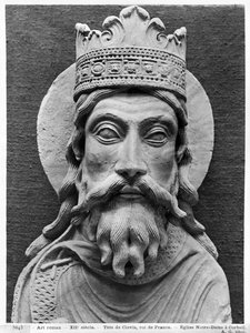 Leder av Clovis I, fra kirken Notre-Dame of Corbeil (gipsavstøpning) (detalj) (se også 383111, 383112) av French School