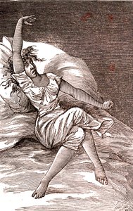 Hodepine, melankoli og hysteri, angst. 1887 (gravering) av French School