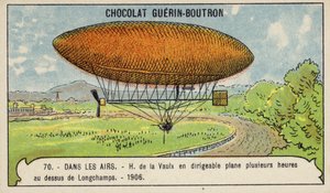 Henri de la Vaulx svever i et luftskip over Longchamps i flere timer av French School
