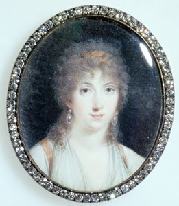 Henriette Lucy Dillon (1770-1853) Marquise de la Tour du Pin Gouvernet, ca. 1802 (wc på elfenben) av French School