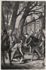 Henry III and Henry of Navarre future Henry IV meet at Plessis-les-Tours on April 30 av French School