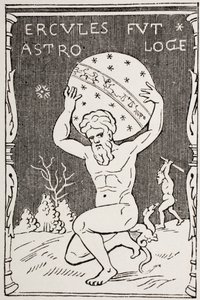 Hercules holder verden på ryggen mens Atlas samler eplene til Hesperides, fra 