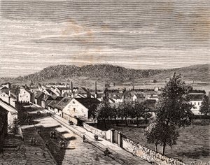 Hericourt - - avdeling Saone-et-Loire - gravering i "La France illustree: geografi, historie, statistisk administrasjon" av V.A. Malt-brun. 1884 av French School
