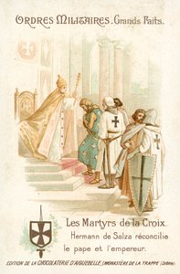 Hermann von Salza, stormester for de teutoniske riddere, bringer til en forsoning mellom pave Gregor IX og keiser Fredrik II av French School