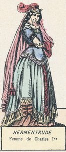 Hermentrude, kone til Charles I (farget gravering) av French School