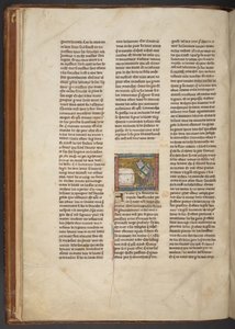 Eremitt som skriver ved et skrivebord, fra "Estoire del Saint Graal, La Queste del Saint Graal, Morte Artu", ca. 1315-25 (blekk på pergament) av French School