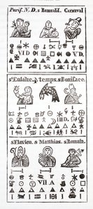 Hieroglyfiske tegn i en almanakk av French School