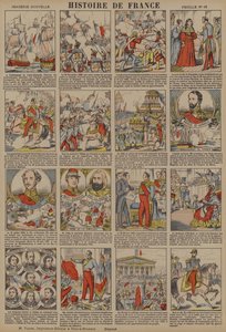 Frankrikes historie fra Louis-Philippes tronbestigelse til revolusjonen i 1848 (fargelitografi) av French School