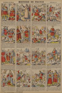 Frankrikes historie fra Filip Is regjeringstid til Ludvig IXs regjeringstid (fargelitografi) av French School