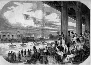 Hesteveddeløp ved Chantilly hypodrome i 1858. av French School