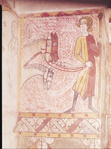 Rytter som holder tøylene til tre hester, fra Nordmuren, ca. 1265 av French School