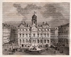 Hotel de Ville de Lyon - - gravering i "" La France illustree: geografi, historie, statistisk administrasjon"" av V.A. Malt-brun. 1884 av French School