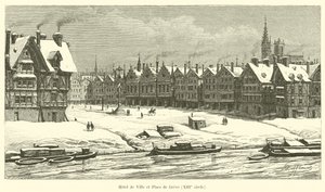 Rådhus og Place de Greve, 1200-tallet av French School