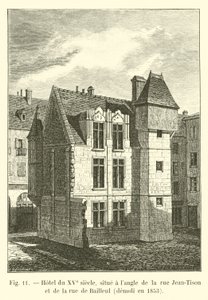 1400-tallshotell, som ligger på hjørnet av rue Jean-Tison og rue de Bailleul, revet i 1853 av French School